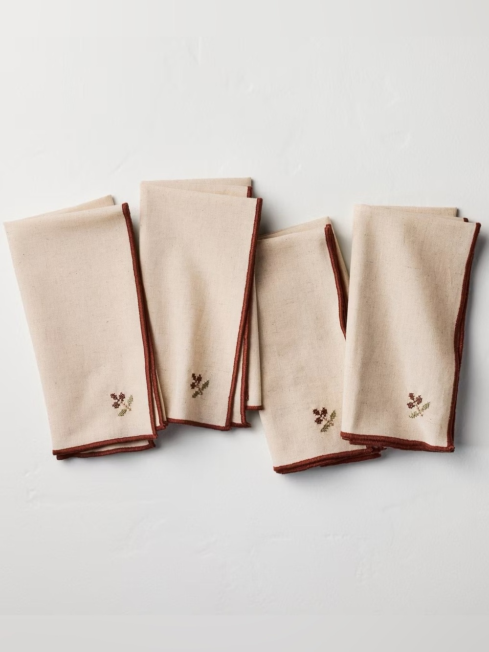 4-Pack Stitched Icon Cloth Napkins Cream & Burgundy - Hearth & Hand Magnolia